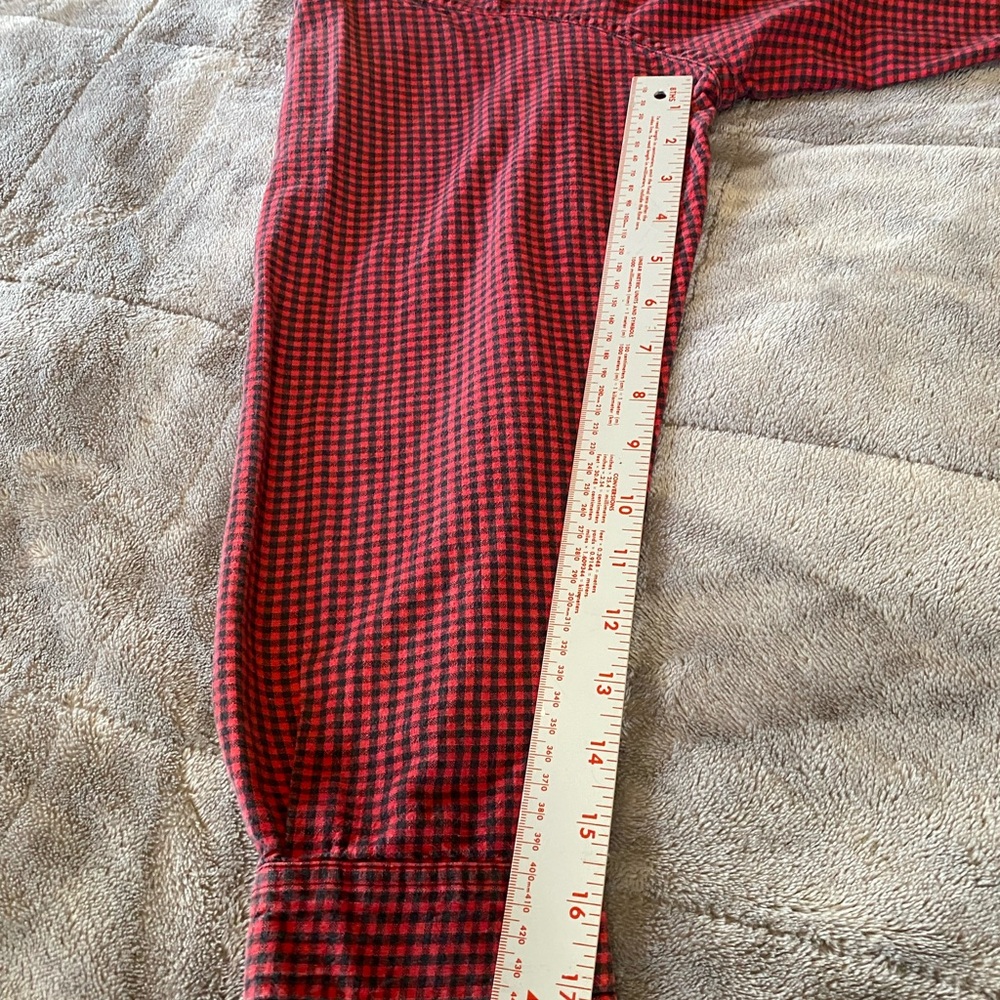 Red Checkered Womens Shirt with Embroidery (920) - Picture 11 of 12